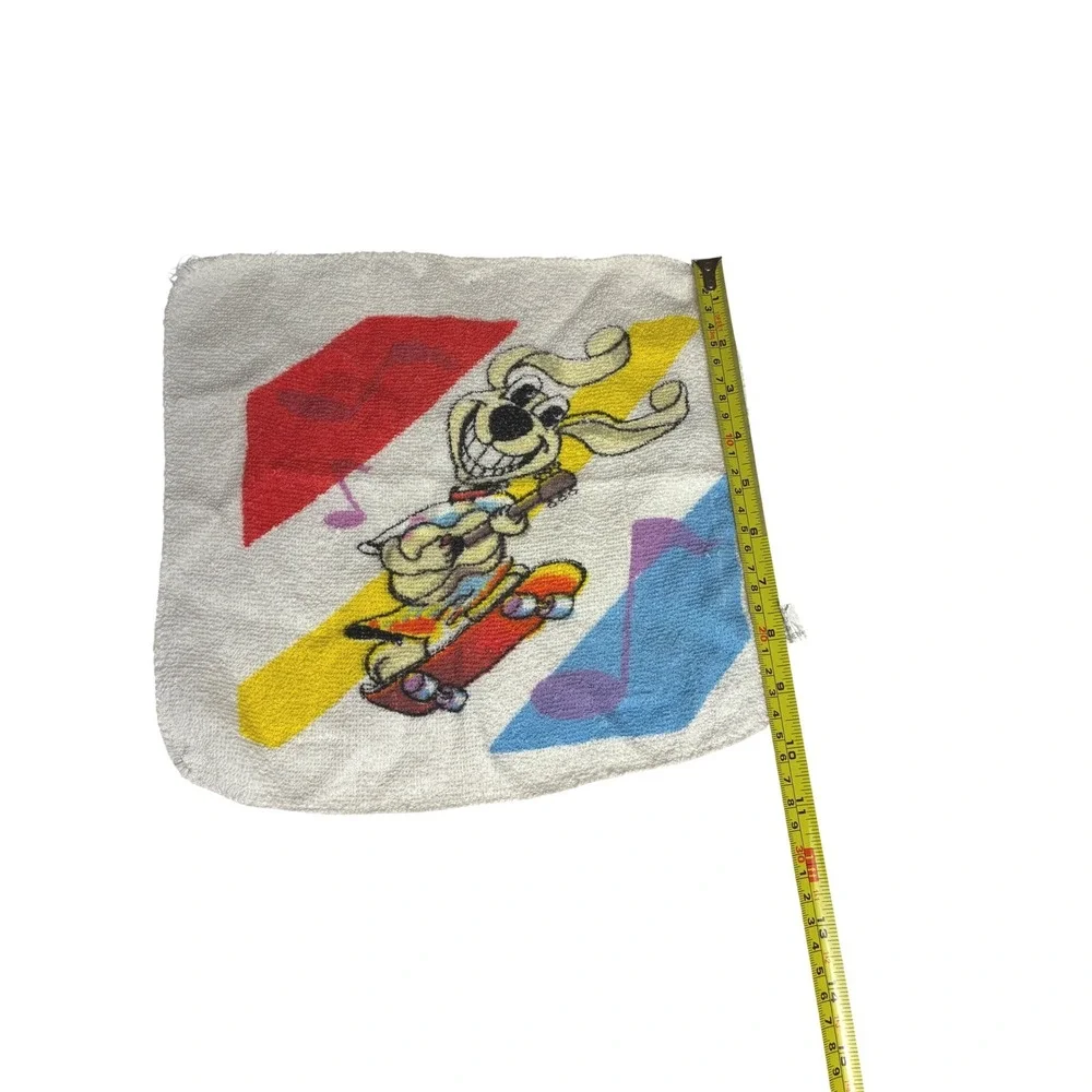 Retro 90s Skateboard Puppy Wash Rag Neon Cartoon‎ Bathroom Decor